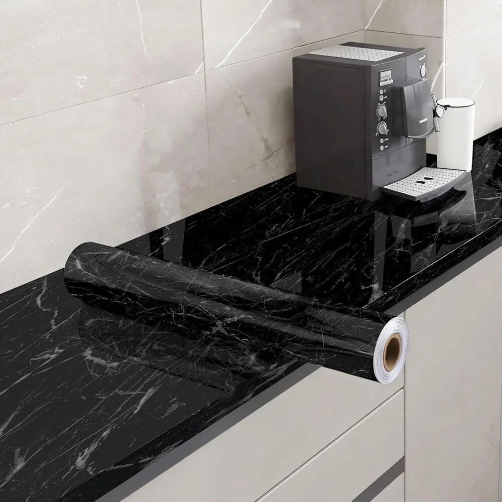 Black Wallpaper Black Peel and Stick Wallpaper Marble Counter Top 11.8